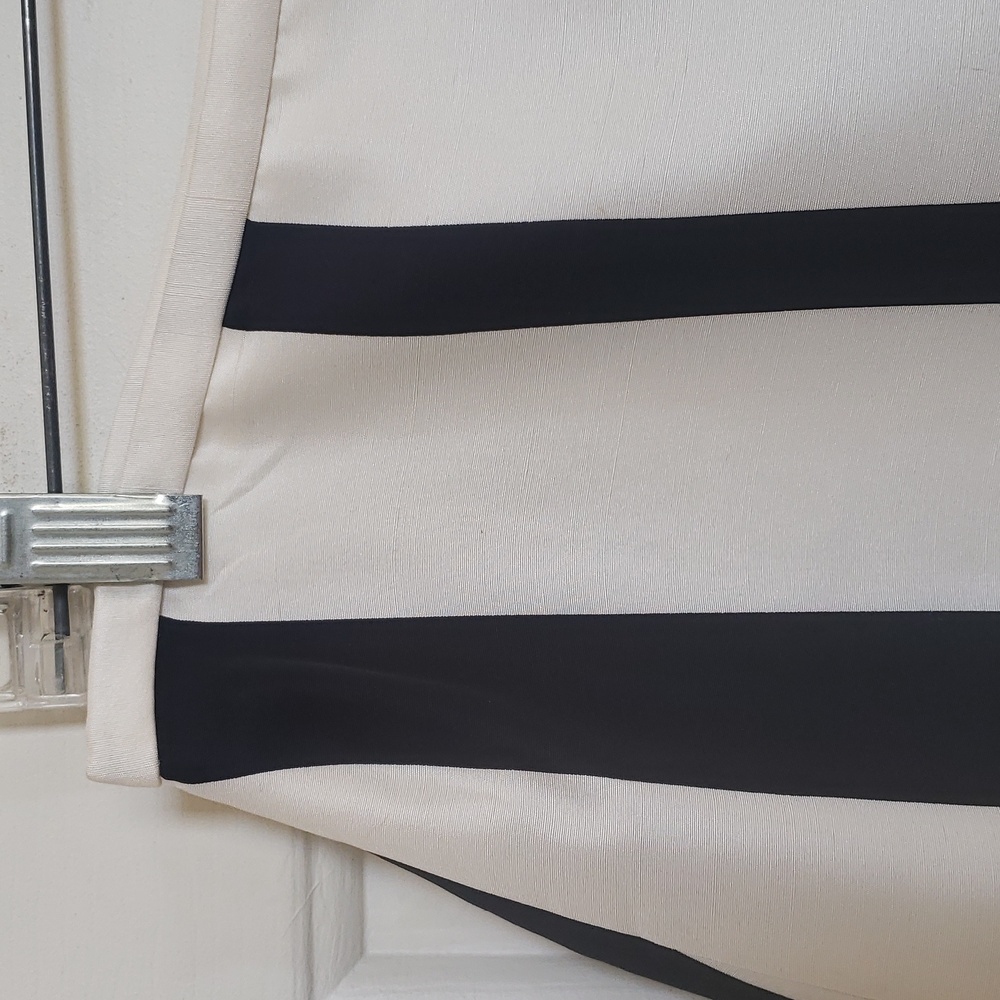 Vintage Upcycled Silk Pencil Skirt Striped Floral Appliqué Black Red | Size 12 - Picture 8 of 10